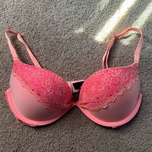 Victoria's Secret Pink Orange Lace Push Up Bra